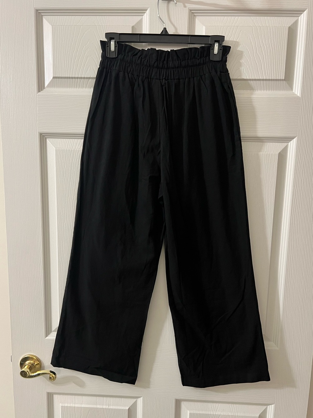Black Drawstring Wide-Leg Pants - Picture 4 of 4